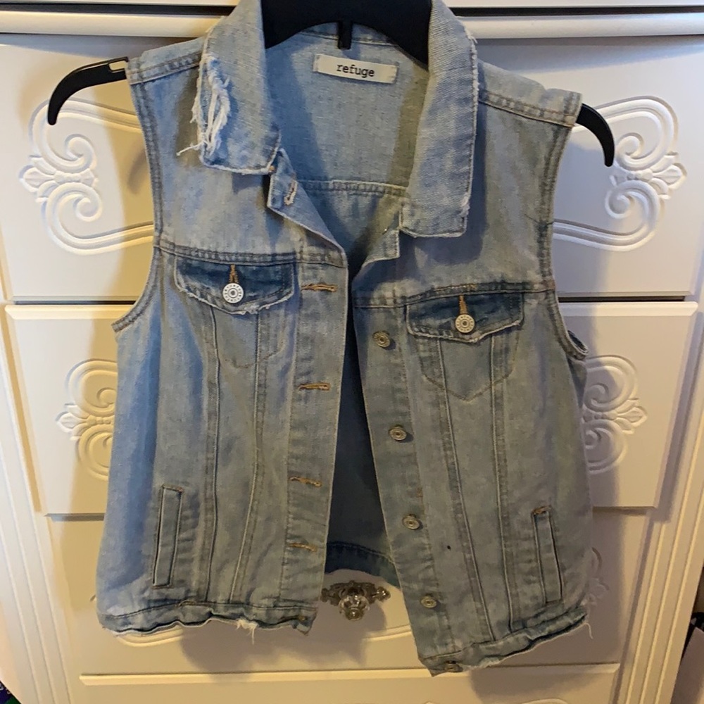 Light wash denim vest